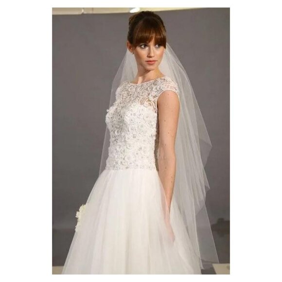 Theia Ivory Lace Wedding Dress - Picture 3 of 15